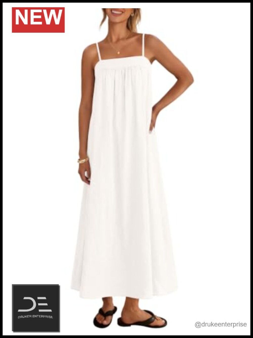 Women's Boho Maxi Sundress Adjustable Spaghetti Strap Square Neck Sleeveless